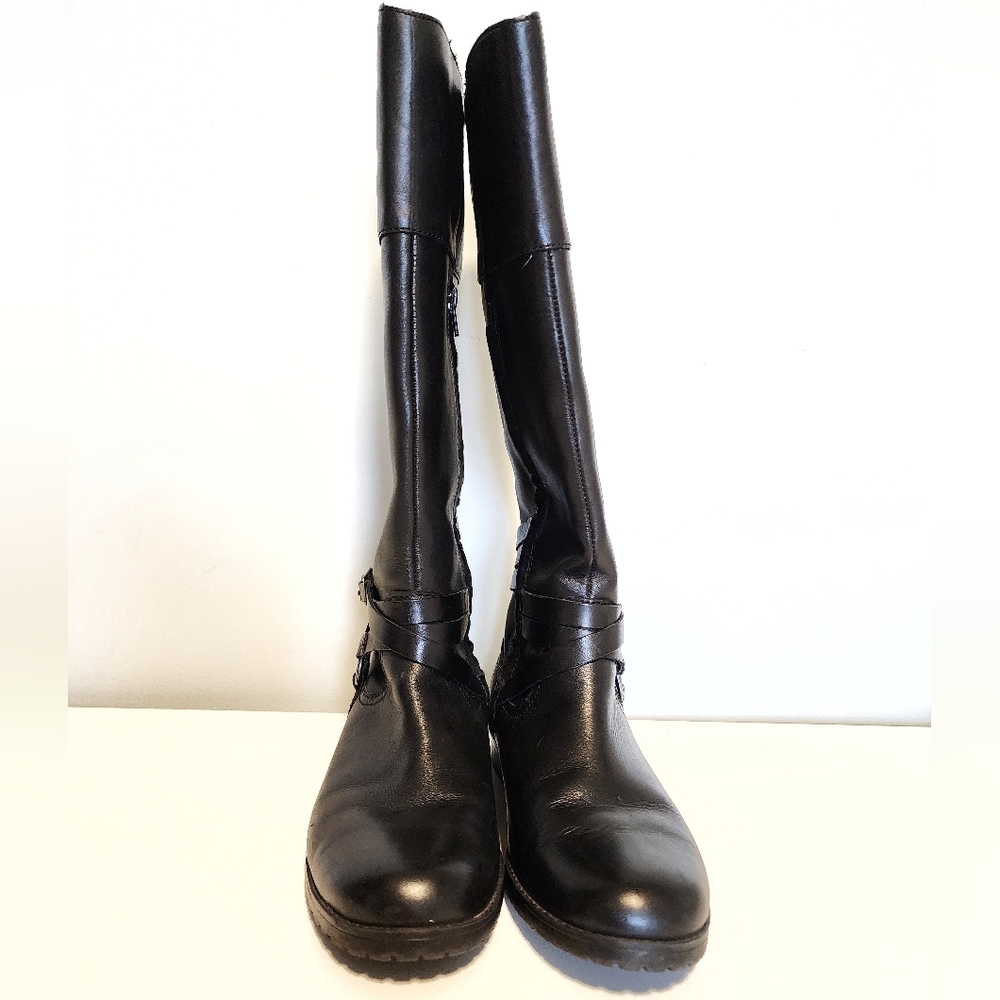 Lauren Ralph Lauren Tall Black Leather Savion Riding Boots Zip Closure 6.5 - Picture 13 of 14